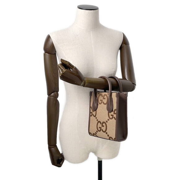 Gucci Jumbo GG Canvas Leather Handbag Bag - Picture 5 of 11